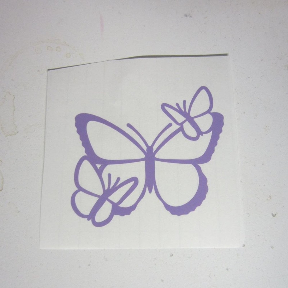 Custom Handmade Light Purple Three Butterfly Decal Sticker 4" X 4"